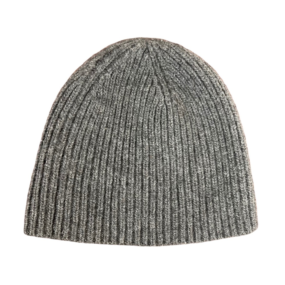 Portolano Cashmere Ribbed Knit Beanie Hat Charcoal Gray Luxury Winter Watch Cap